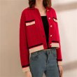 画像4: Women's French style twist contrast color lapel short knit cardigan sweater  knit　フレンチスタイルツイストコントラストカラーラペルショートニットカーディガンセーターニット (4)