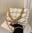 画像2: Chain Handle Quilted Leather Shoulder Tote Crossbody Bag 　ユニセックス男女兼用キルティングダウンレザークロスボディバッグトートショルダーアンダーアームバッグ (2)