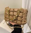 画像3: Chain Handle Quilted Leather Shoulder Tote Crossbody Bag 　ユニセックス男女兼用キルティングダウンレザークロスボディバッグトートショルダーアンダーアームバッグ (3)