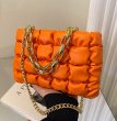 画像5: Chain Handle Quilted Leather Shoulder Tote Crossbody Bag 　ユニセックス男女兼用キルティングダウンレザークロスボディバッグトートショルダーアンダーアームバッグ (5)
