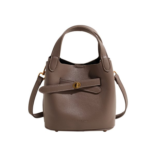 画像1: Leather Belt Bucket Tote Shoulder Crossbody Bag　ユニセックス男女兼用レザーベルトバケットトートショルダークロスボディバッグ (1)