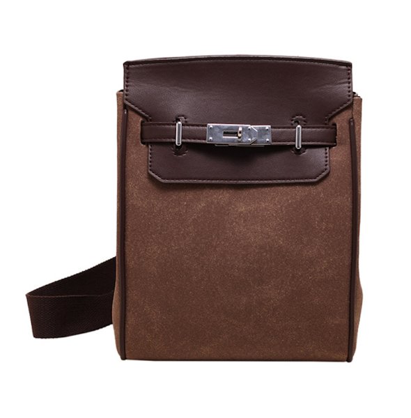 画像2: Leather one-shoulder square crossbody bag　ユニセックス男女兼用レザーワンショルダースクエアショルダークロスボディバッグ (2)