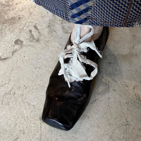 画像5: Retro square toe lace-up leather pumps shoes 　レトロスクエアトゥスレースアップレザーパンプスシューズ (5)