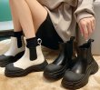 画像5: Side gore chunky sole short boots　レザーサイドゴアチャンキーソール ショートブーツシューズ (5)