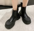 画像4: Side gore chunky sole short boots　レザーサイドゴアチャンキーソール ショートブーツシューズ (4)