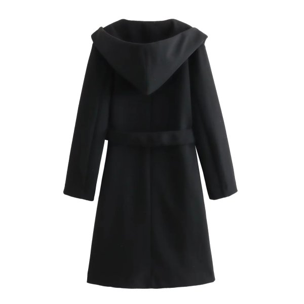 画像6: Women's Hooded long soft coat jacket　フード付きロングソフトコートジャケットベルト付きロングコート  (6)