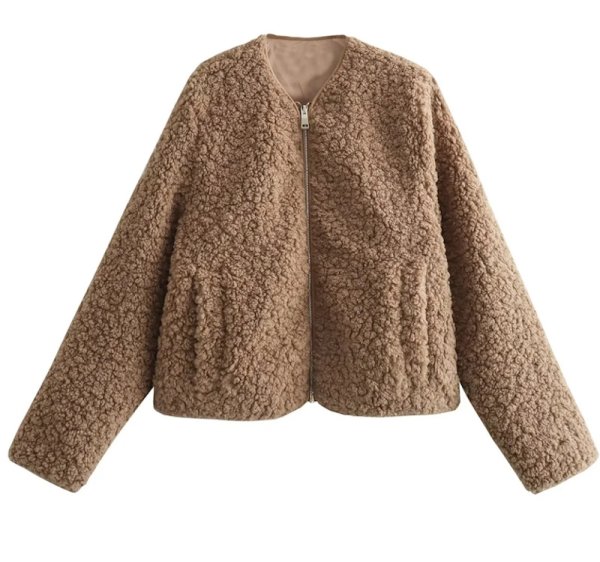 画像1: Women's Fluffy zipper jacket coat　モコモコジップ ジャケットコート (1)