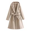 画像2: Women's Hooded long soft coat jacket　フード付きロングソフトコートジャケットベルト付きロングコート  (2)