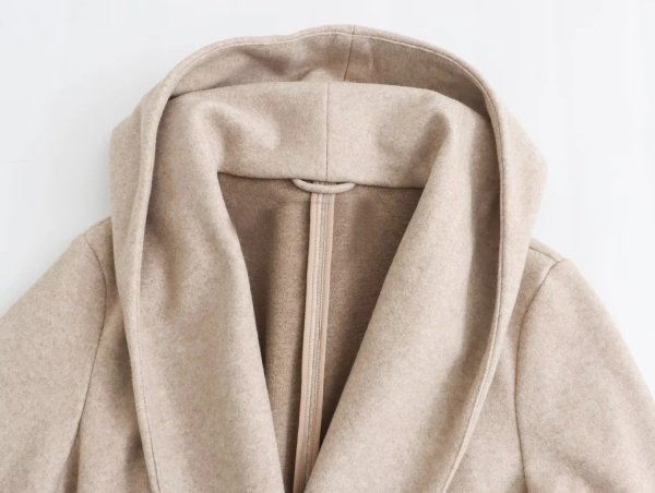 画像10: Women's Hooded long soft coat jacket　フード付きロングソフトコートジャケットベルト付きロングコート  (10)