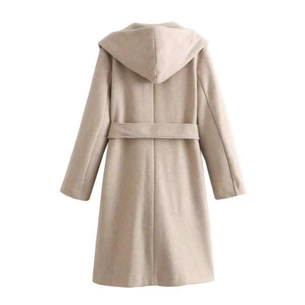 画像5: Women's Hooded long soft coat jacket　フード付きロングソフトコートジャケットベルト付きロングコート  (5)