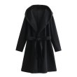 画像1: Women's Hooded long soft coat jacket　フード付きロングソフトコートジャケットベルト付きロングコート  (1)