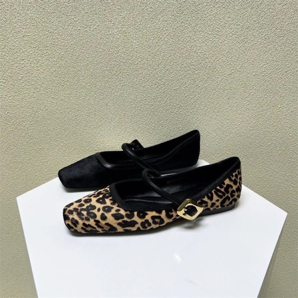 画像3: Strappy soft leather square toe flat shoes pumps shoes 　フラットストラップスクエアトゥパンプスシューズ (3)