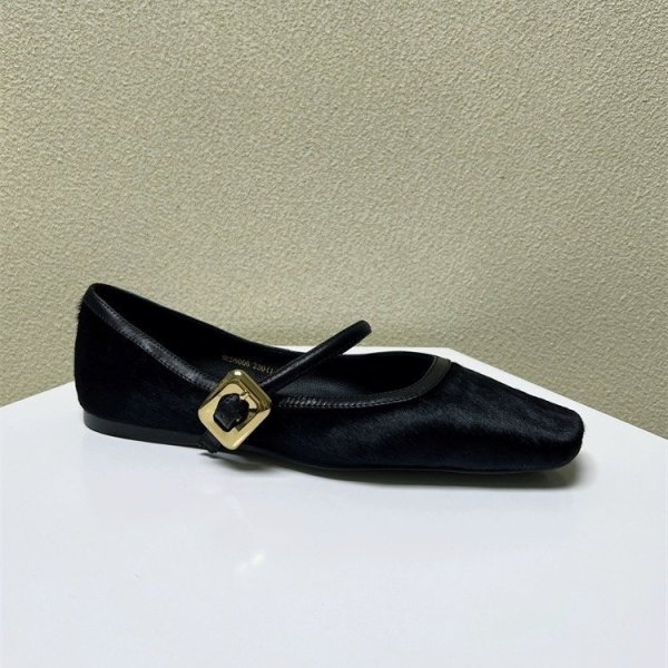 画像4: Strappy soft leather square toe flat shoes pumps shoes 　フラットストラップスクエアトゥパンプスシューズ (4)