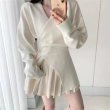 画像2: Women's V neck irregular long sleeve sweater slim bottom sweater cardigan　Vネック イレギュラー 長袖カーディガンセータージャケット (2)