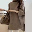 画像5: Women's High neck poncho style long knit jacket sweater 　ハイネック ポンチョロング ニットジャケットセータージャケット (5)