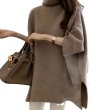 画像1: Women's High neck poncho style long knit jacket sweater 　ハイネック ポンチョロング ニットジャケットセータージャケット (1)