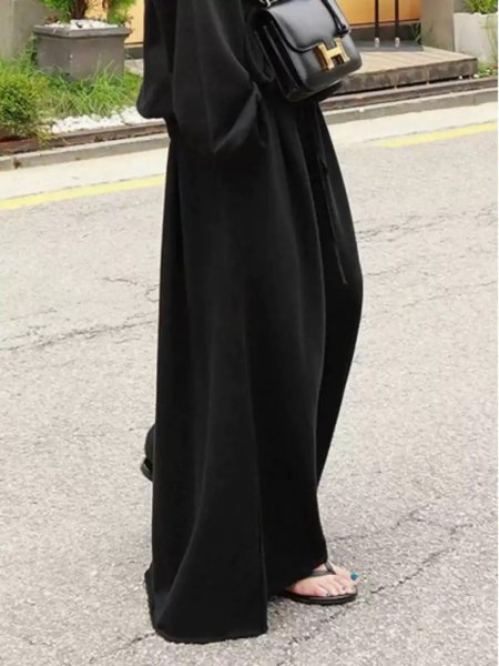 画像2: Sweat loose wide leg casual pants bottoms　スエットルーズワイドレッグカジュアルパンツボトムス (2)