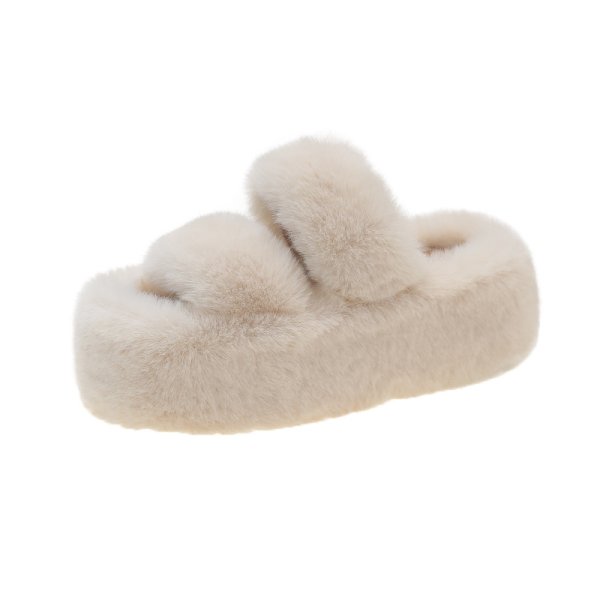画像4: Platform fur sandals Slippers  Flip Flops　ユニセックスプラットフォーム厚底ファーサンダルスリッパ  (4)