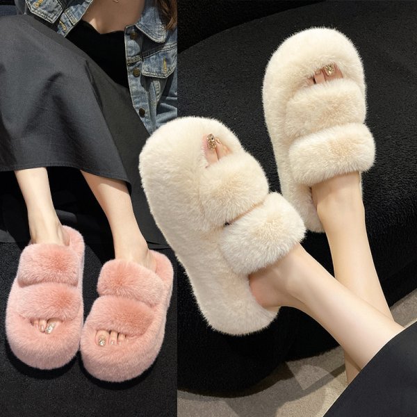 画像7: Platform fur sandals Slippers  Flip Flops　ユニセックスプラットフォーム厚底ファーサンダルスリッパ  (7)