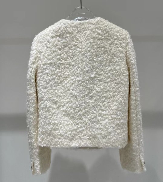 画像3: Women's Round neck single-breasted short tweed jacket Coat　ラウンドネックツイード ジャケットコート (3)