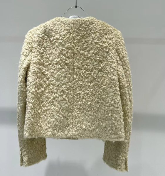 画像4: Women's Round neck single-breasted short tweed jacket Coat　ラウンドネックツイード ジャケットコート (4)
