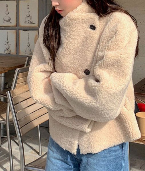 画像4: Women's Reversible fur one-piece short jacket Coat　リバーシブルファーショートコート ジャケット (4)