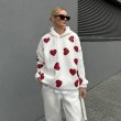 画像1: Draped Heart Print Hoodie ハートモチーフプリントフーディパーカー (1)