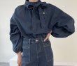画像4: Lace-up ribbon denim shirt long sleeve blouse　レースアップリボンデニムシャツ 長袖ブラウス (4)