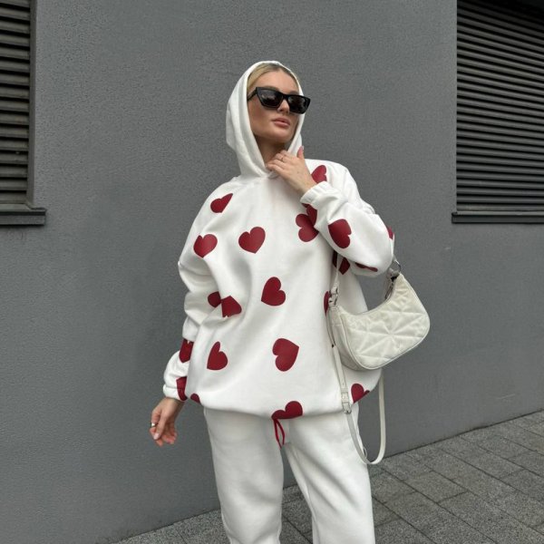 画像7: Draped Heart Print Hoodie ハートモチーフプリントフーディパーカー (7)