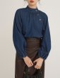 画像5: Lace-up ribbon denim shirt long sleeve blouse　レースアップリボンデニムシャツ 長袖ブラウス (5)