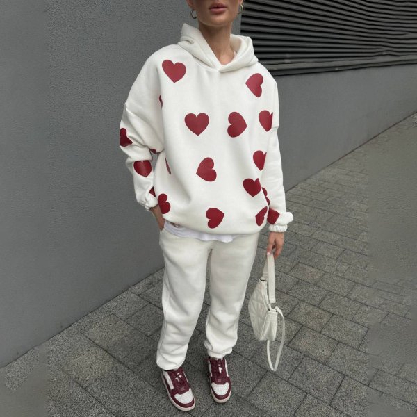 画像4: Draped Heart Print Hoodie ハートモチーフプリントフーディパーカー (4)