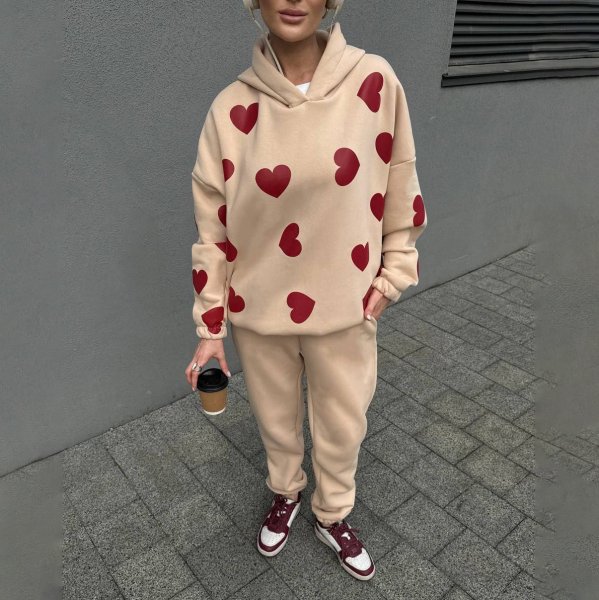 画像3: Draped Heart Print Hoodie ハートモチーフプリントフーディパーカー (3)