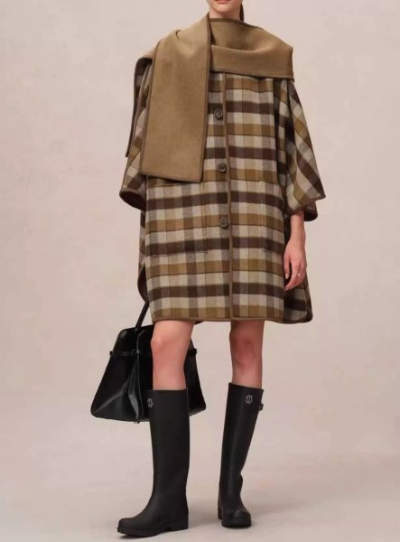 画像5: Women's Reversible scarf cape style wool double-sided wool coatjacket　スカーフマントスタイルウール両面ウールコートコート  (5)