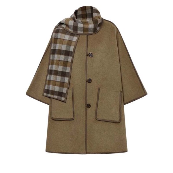 画像9: Women's Reversible scarf cape style wool double-sided wool coatjacket　スカーフマントスタイルウール両面ウールコートコート  (9)