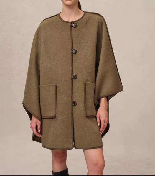 画像6: Women's Reversible scarf cape style wool double-sided wool coatjacket　スカーフマントスタイルウール両面ウールコートコート  (6)