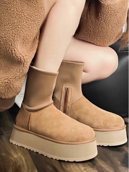画像5: Thick-soled sheepskin sock boots　厚底プラットフォームシープスキンソックスブーツシューズ (5)