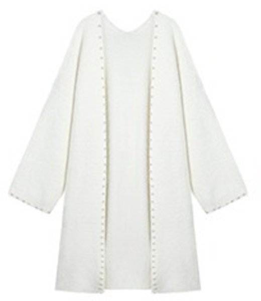画像1: Imitation mink pearl long cardigan jacket coat　イミテーションミンクパールロング丈カーディガンジャケット コート (1)