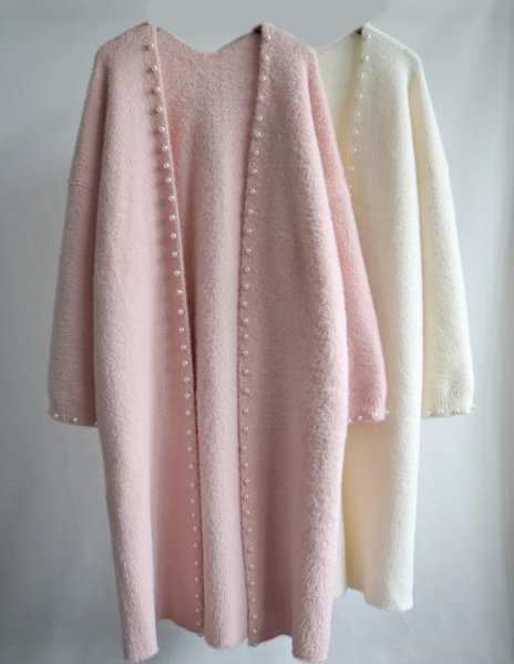 画像9: Imitation mink pearl long cardigan jacket coat　イミテーションミンクパールロング丈カーディガンジャケット コート (9)