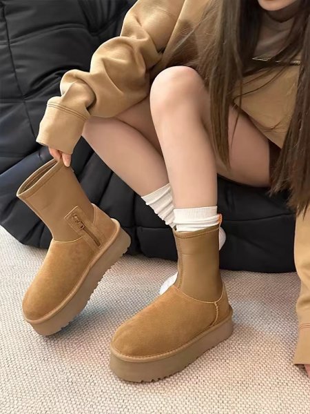画像6: Thick-soled sheepskin sock boots　厚底プラットフォームシープスキンソックスブーツシューズ (6)