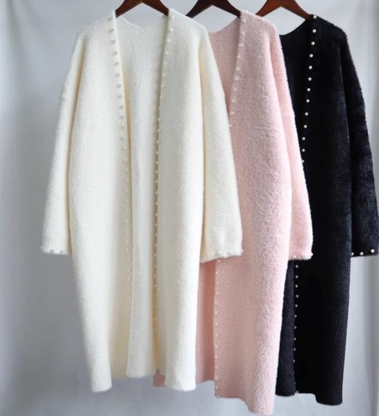 画像5: Imitation mink pearl long cardigan jacket coat　イミテーションミンクパールロング丈カーディガンジャケット コート (5)