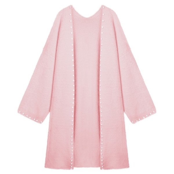 画像3: Imitation mink pearl long cardigan jacket coat　イミテーションミンクパールロング丈カーディガンジャケット コート (3)