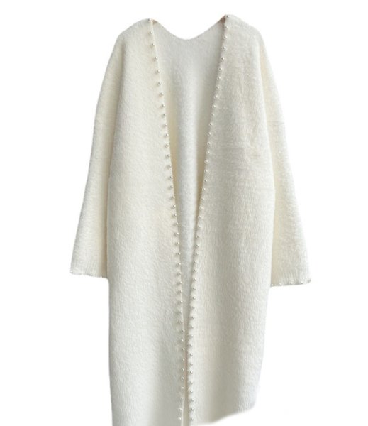 画像11: Imitation mink pearl long cardigan jacket coat　イミテーションミンクパールロング丈カーディガンジャケット コート (11)