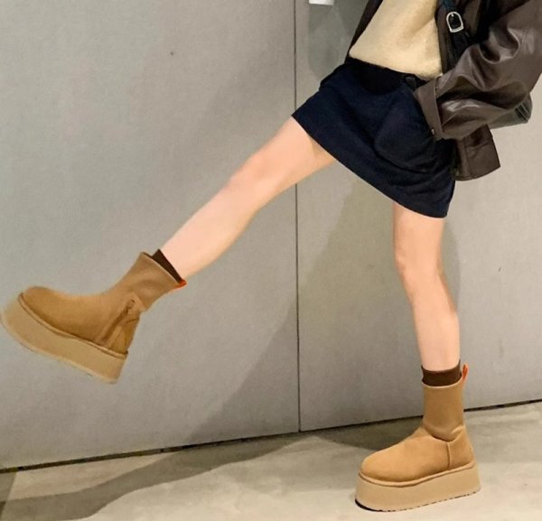 画像10: Thick-soled sheepskin sock boots　厚底プラットフォームシープスキンソックスブーツシューズ (10)