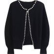 画像1: Pearl-trimmed cardigan jacket knit　パール縁取りカーディガンジャケット コート (1)