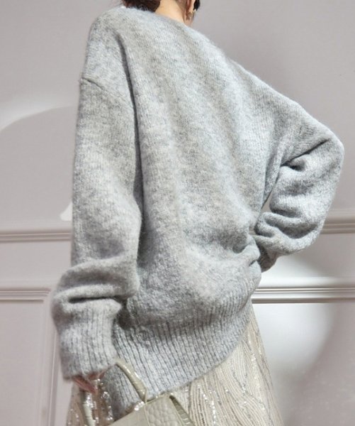 画像6: Pearl slit sweater knit　パール付きスプリットロング丈セーター ニット (6)