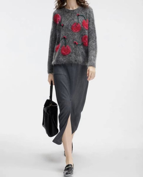 画像11: Cherry braided mohair sweater knit　チェリー編み込みモヘアセーター ニット (11)