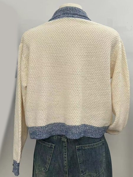 画像6: Women's Contrast Edge Knit Cardigan Jacket Coat　コントラストエッジニットカーディガンジャケット (6)