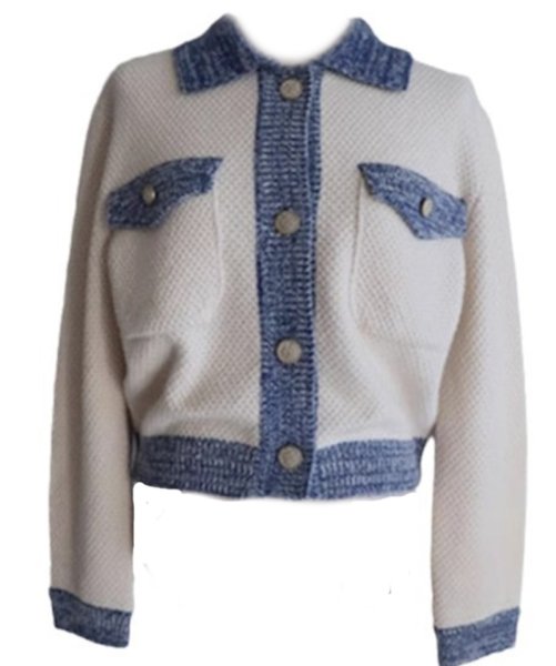 画像2: Women's Contrast Edge Knit Cardigan Jacket Coat　コントラストエッジニットカーディガンジャケット (2)