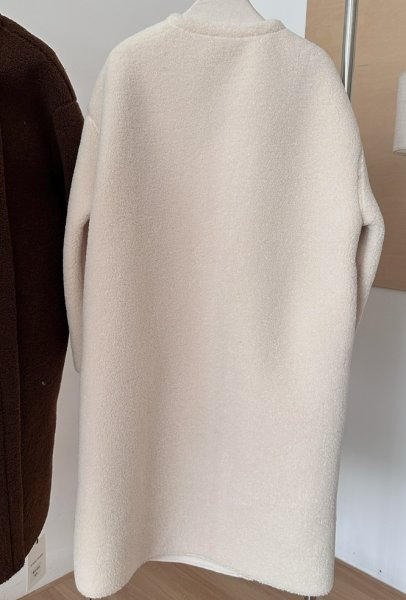 画像6: Women's Fur collarless long coat jacket　ファーノーカラーロングコート ジャケット (6)