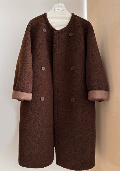 画像4: Women's Fur collarless long coat jacket　ファーノーカラーロングコート ジャケット (4)